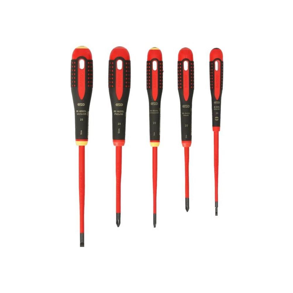 Bahco Ergo Insulated Screwdriver Slim Sl/Ph Set, 5 Piece - Red - Image 3