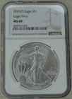 2025 (P) American Silver Eagle NGC MS 69 Eagle Privy US Mint $1 Coin