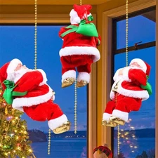 Electric Climbing Santa Claus Doll Music Christmas Tree Ornament Decor Xmas Gift