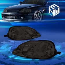 For 99-00 Honda Civic Smoked Housing Clear Corner Headlights Lamps Replacement