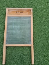 Acme Vintage Wood Textured Glass Washboard