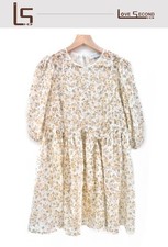 SALE In The Style Women Flared Floral Dress Yellow Translucence Size 8 R974