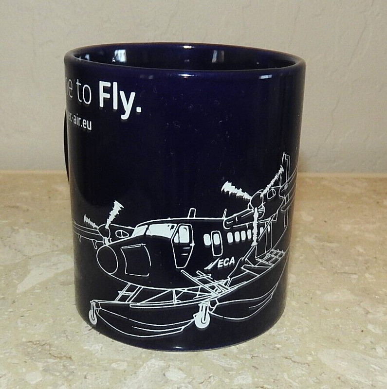 Aviation Floatplane Mug "Time to Fly" Deep Blue w/White graphics EC Air