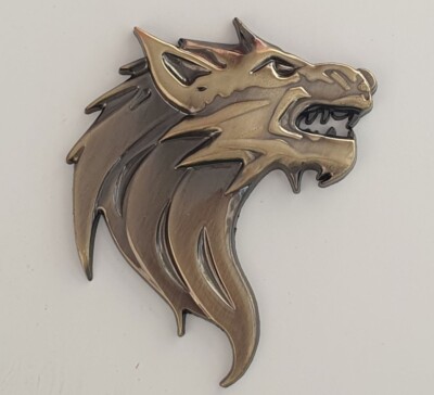 Rechtes Gesicht 3D Qualität Metall Wolf Kopf Abzeichen Aufkleber AUTO Aufkleber-Bronze