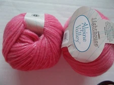 Lighthouse Alpine Valley wool blend luxury yarn, Azalea, lot of 2 (120 yds ea)