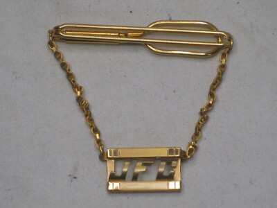 vintage SWANK tie bar chain clip JFC initial No. 1865995