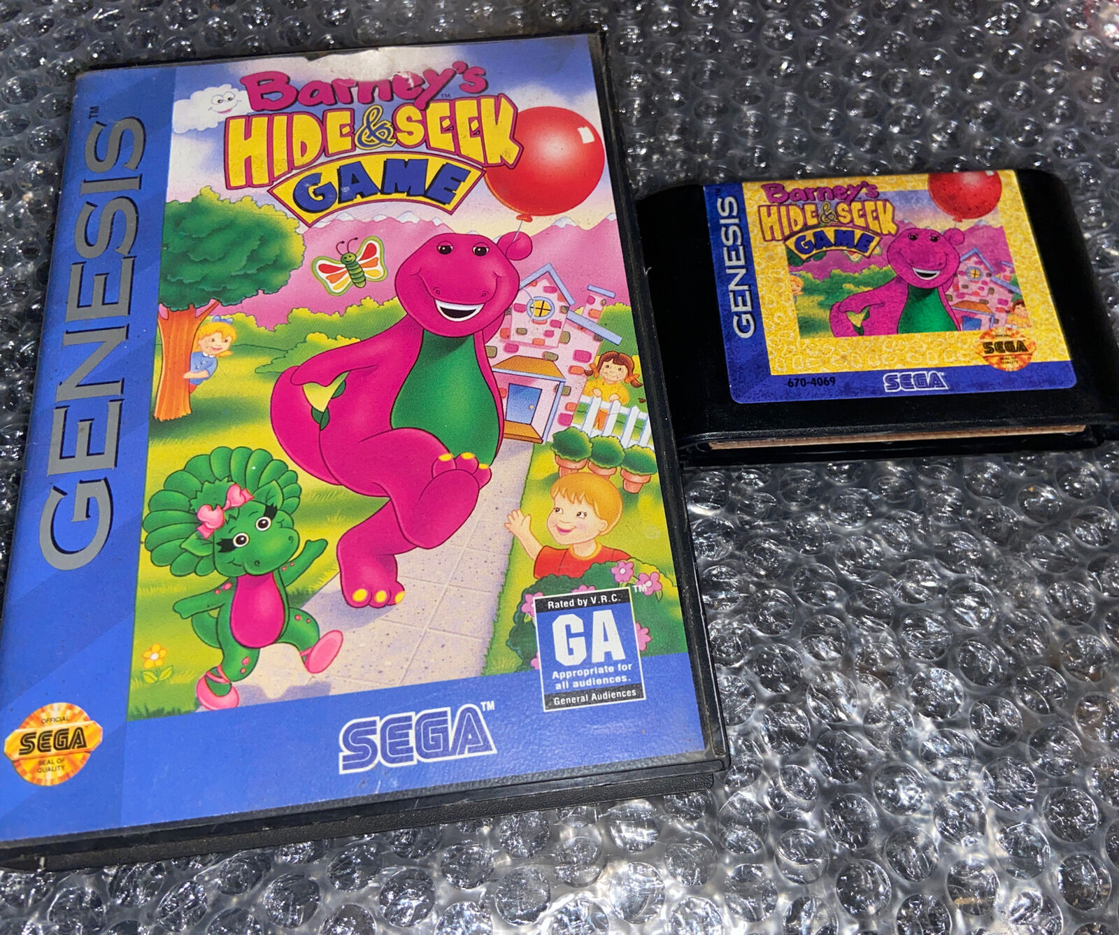 BARNEY HIDE AND SEEK Game Sega Genesis Complete With Box TESTED 10086015348