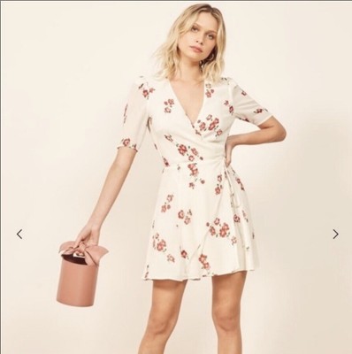 reformation floral wrap dress
