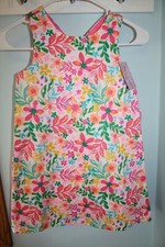 NWT Tommy Bahama Girls 6 Pink Floral Sleeveless Shift Dress Set  Hair Bow Lined