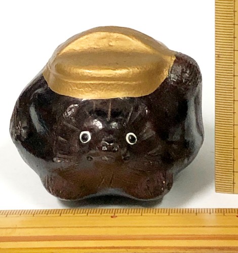 Japanese Tanuki Ceramic Raccoon Dog Statue Vintage Pottery Paperweight Souvenir - Picture 2 of 8