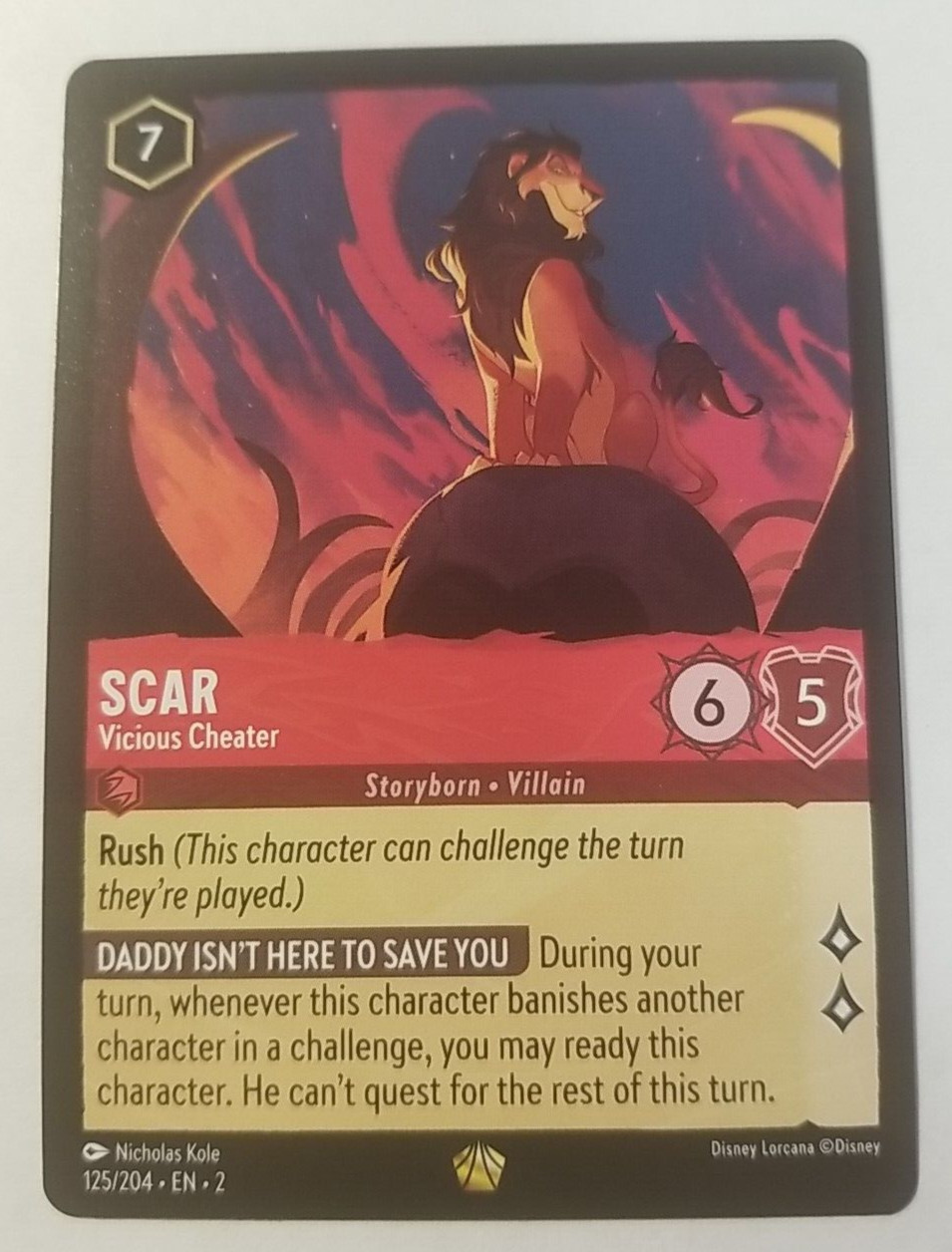 Disney Lorcana - Rise Of The Floodborn - Scar - Vicious Cheater - 125/204 Nm