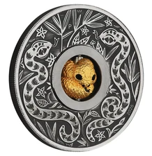 2025 Year of the SNAKE 1oz SILVER $1 Lunar Rotating Charm ANTIQUED COIN