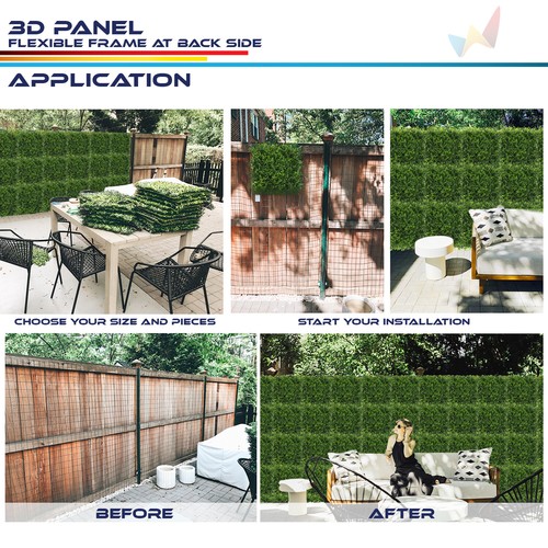 20x20" Artificial Faux 3D Mix Fern Mat Privacy Fence Screen Decor Panel Hedge #9 - Picture 6 of 7