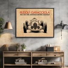Rudolf Caracciola W125 Vintage Poster Mercedes-Benz Silver Arrows Wall Art Print