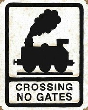 LEVEL CROSSING NO GATES TRAIN RAILWAY STATION HORNBY METAL PLAQUE TIN SIGN 717