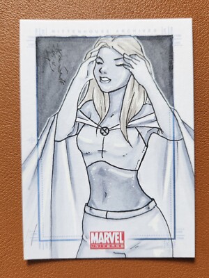 Emma Frost 2011 Marvel Universe Sketch Card by Jeanette Swift X-Men White Queen