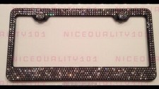 6 Row Black Diamond License Plate Frame Holder Made W Swarovski Crystals