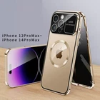 For iPhone 16 15 Pro Max 14 13 12 Magnetic Privacy Tempered Glass Case Cover