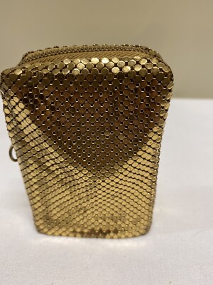 Vtg Whiting & Davis Gold Mesh Zippered Flapper 1940's Ladies Cigarette Case 