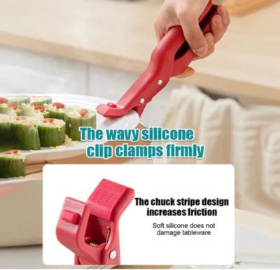 Hot Plate Gripper Zange – Hitzebeständig, Rutschfest Mit Silikon, Für Töpfe & Pfannen (Rot/Grün)