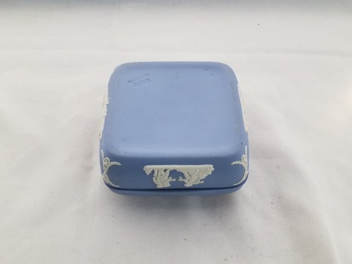 Caja de baratijas de cerámica de madera de cuña genuina 4x4 con tapa ajustada azul maíz victoriano - Imagen 6 de 20