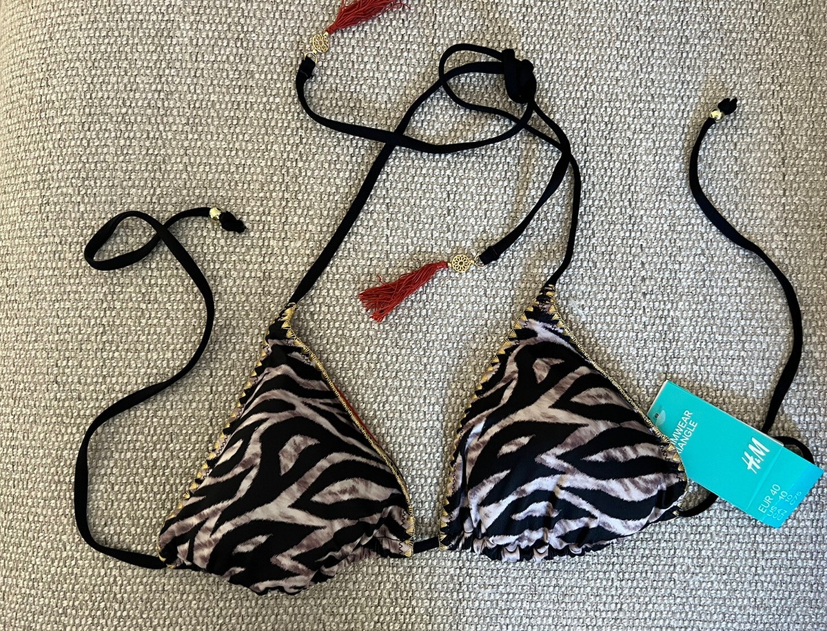 NWT H&M Triangle Padded Bikini Top Swimwear Size 10