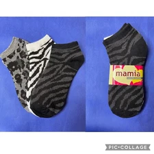 Mamia Low Cut Socks Women’s Size 9-11 ~ 98% Polyester 2% Spandex  3 Pairs Wild