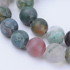 Strand 63+ 6mm Natural Frosted Indian Agate Plain Round Beads UK