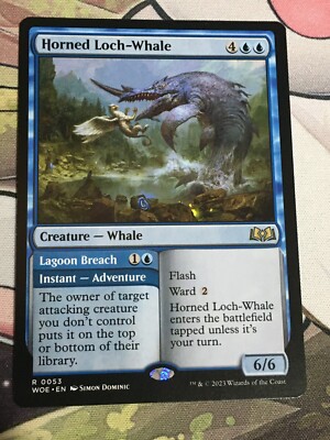 C4981 MAGIC MTG WILDS OF ELDRAINE HORNED LOCH-WHALE #0053 RARE NM