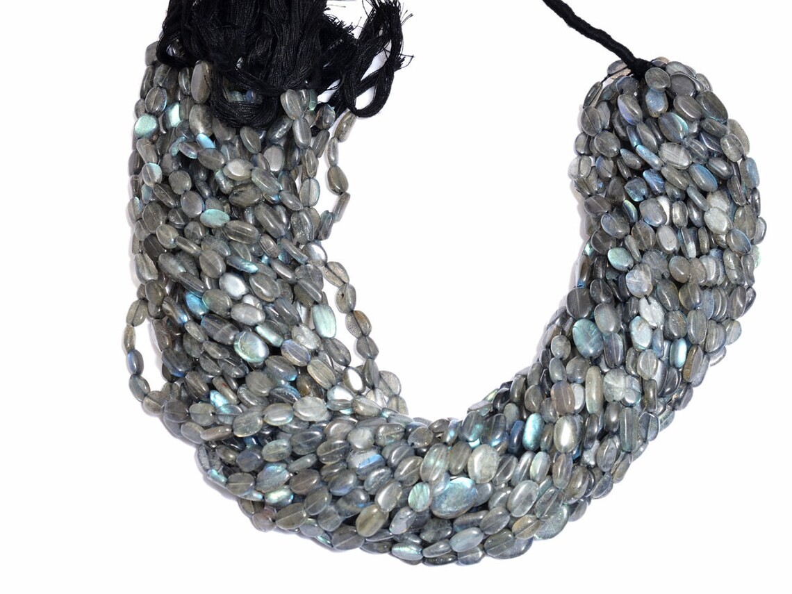 Blue Flash Labradorite Smooth Oval Loose Beads for Jewelry Making 12 Inch Strand