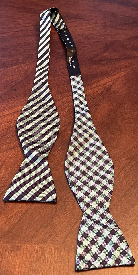 Croft & Barrow, Blue, Green, Hand Made, 100% Silk, Men’s Bow Tie, Made In Chin - Image 2 of 4