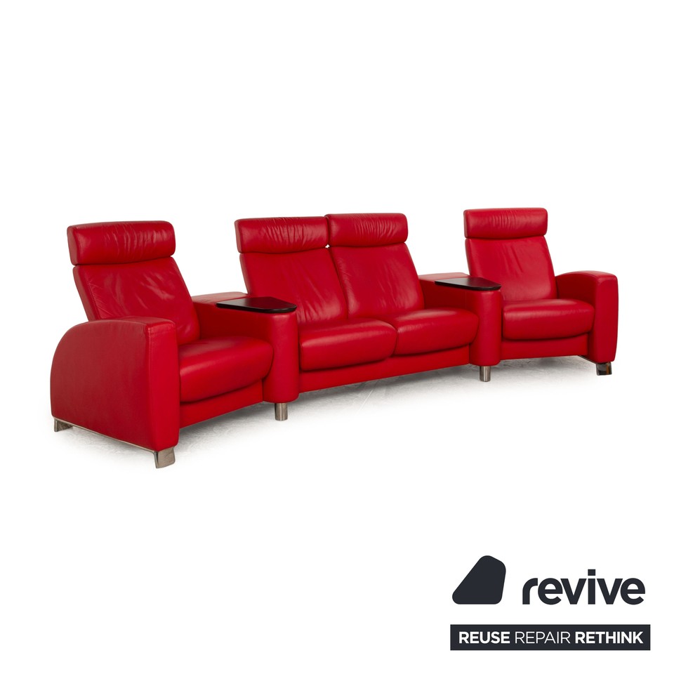 Stressless Arion Leather Sofa Red Viersitzer Home Theater Relaxfunktion