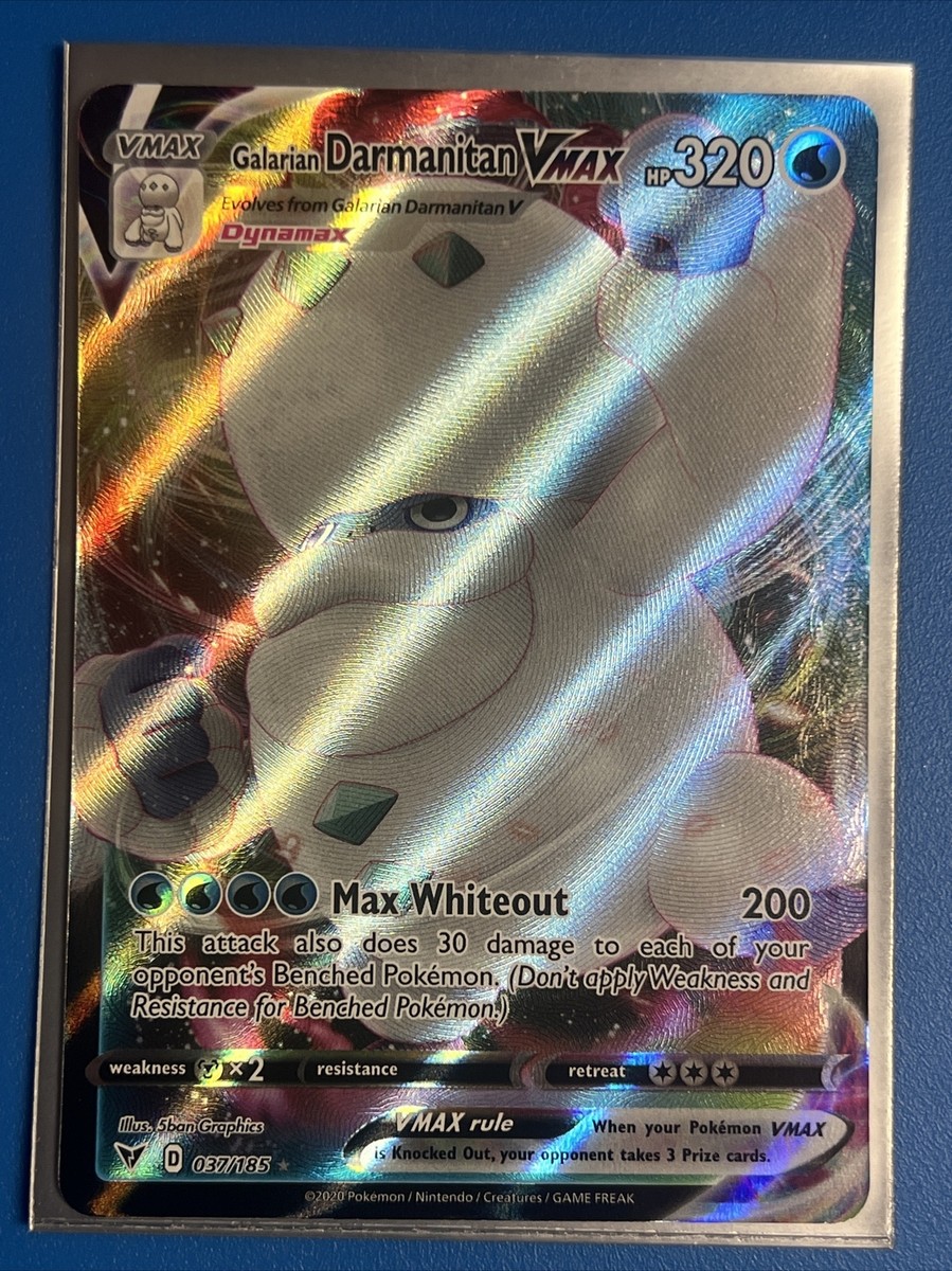 galarian darmanitan pokemon card value Pokemon Galarian Darmanitan VMAX 037/185 Full Art Vivid Voltage NM + Card  Saver