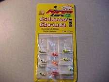 12 NEW glow grubs JIGS fishing SIZE 10  ICE ASSORTED COLORS for rod reel line HT