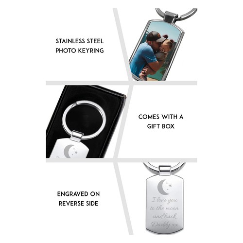 Personalised Keyring Engraved Fathers Day Gift Birthday Best Dad Any Photo - Picture 6 of 7