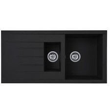 Liquida CU15BL 1.5 Bowl Composite Reversible Inset Black Kitchen Sink 1000x500mm