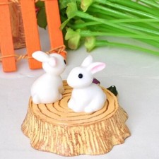 4 piezas Miniatura Conejo Blanco Casa de Muñecas Artesanía, Jardín de Hadas Bonsai, Figura de Conejo