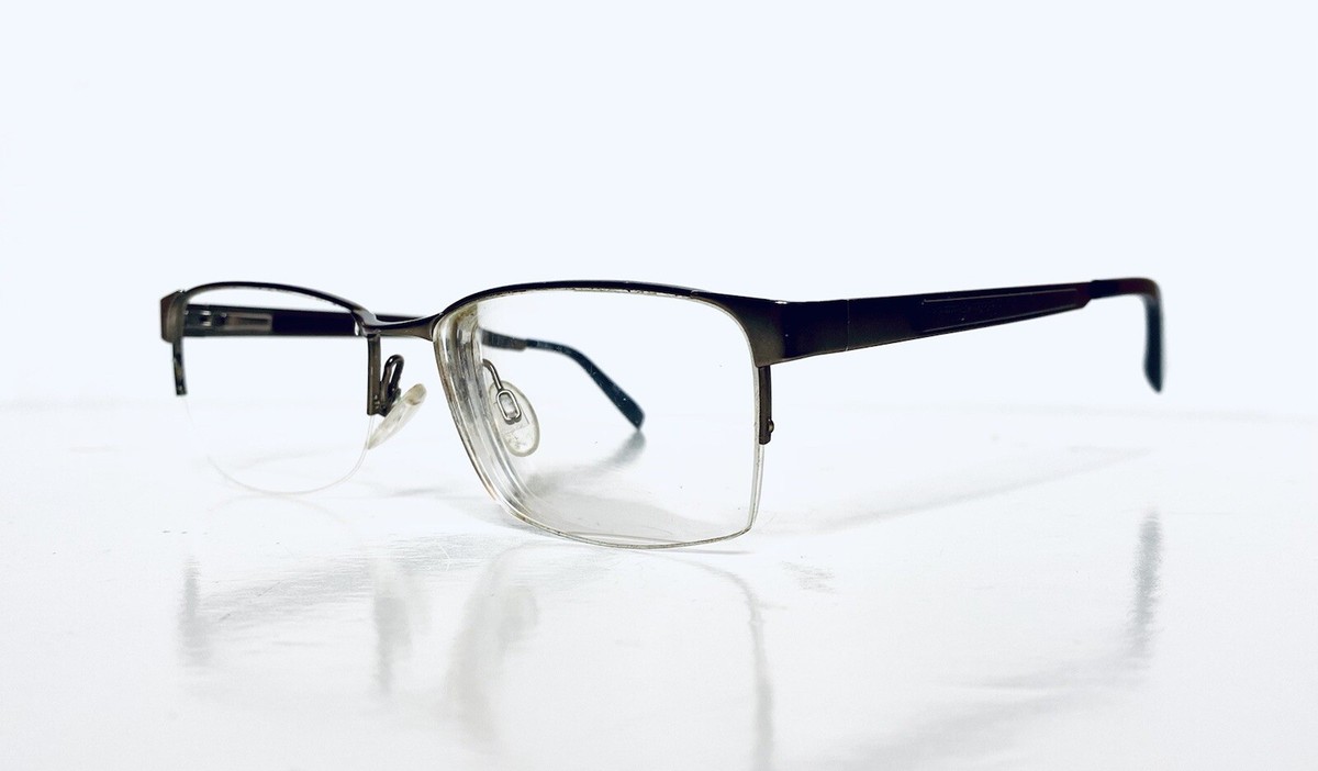 Eddie Bauer Mocha Brown Half Rim Metal Wayfarer Glasses W Flex