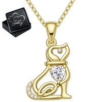 Kette Damen Hund Herz 925 Silber Halskette AnhäNger Frauen Gold Schmuck Geschenk