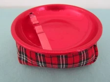Vintage Hollywood Accessories Sandbag Ash Tray Red Plaid 4" Weighted 