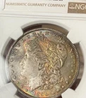 Textile Toner 1896 P MS63 Morgan Silver Dollar NGC $1 Toned Toning Rainbow