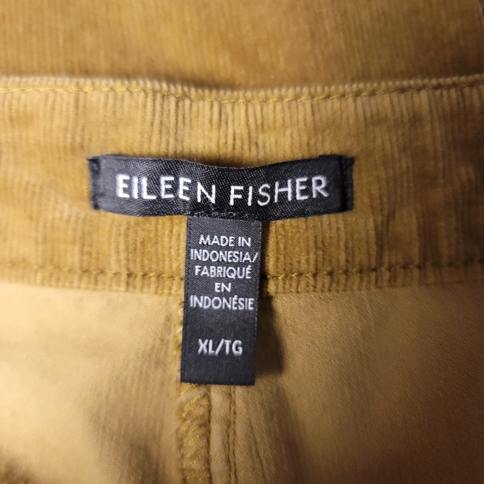 Eileen Fisher Stretch Organic Cotton Corduroy Wide Leg Ankle Sz XL Golden Leaf - Image 3 of 4