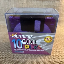Memorex 10 Cool Disks PC Formatted 3.5"  Diskettes 2HD with File Box Sealed!
