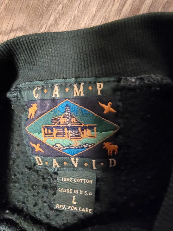 Camp David Green Embroidered PerkinsCove . Simons Sweatshirt Size L Vtg USA - Image 2 of 4