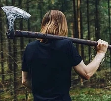 HANDMADE VIKING NORSE BERSERKER AXE – 40" TWO-HANDED BEARDED AXE + SHEATH