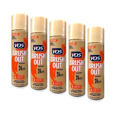 5 Pack Vo5 Hair Spray Brush Out Crystal Clear 14 Hour Hold 8.5 Oz Each
