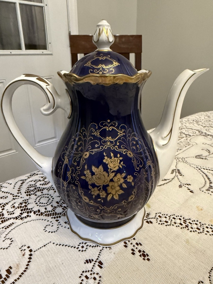 Vintage Reichenbach Echt Kobalt Coffee/ Tea Pot Blue/White/Gold | eBay