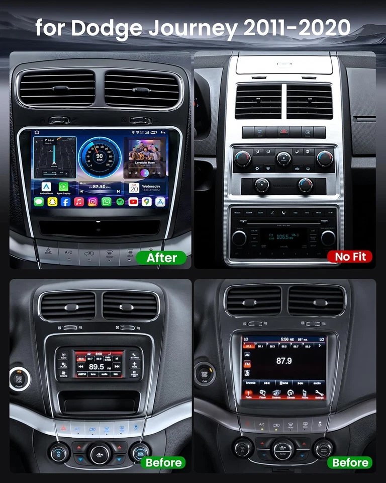 4+64G For Dodge Journey 2011-2019 Android Carplay Car Stereo Radio GPS Navi WIFI - Image 4 of 4