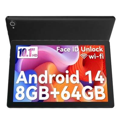 2025 Tablet 10.1'' Android 14 Tablet 6+64GB Quad Core 1280×800 HD IPS WIFI Silver