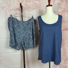 NWT LUCKY BRAND 2 piece pajama set size XXL tank shorts blue sleepwear stretch
